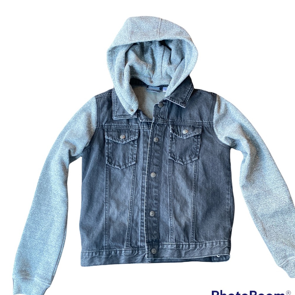 Denim Black Sweatshirt Jacket - Like New - Size 12-14
